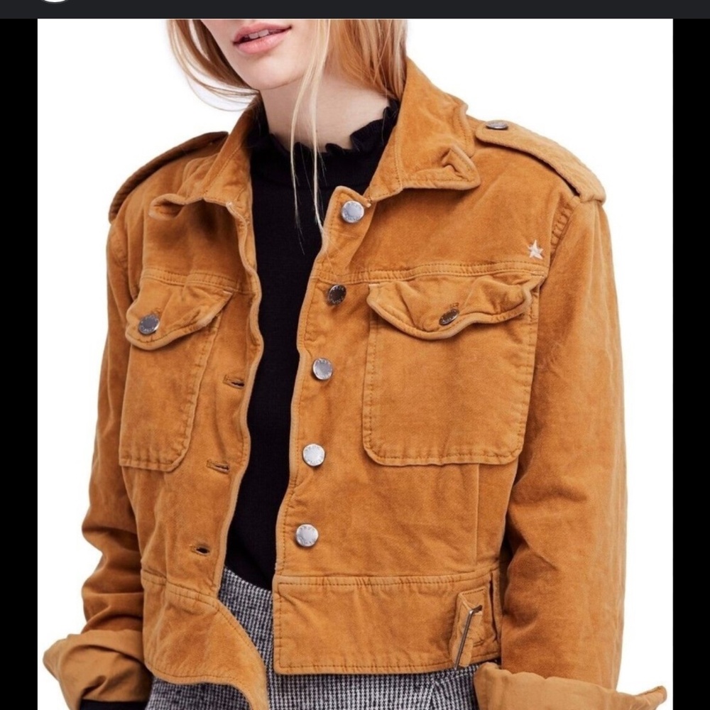 Free People Evelyn Corduroy Jacket Mustard SM